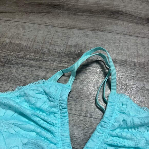 Aerie Racerback Strap Lace Knit Bralette Cyan Blue NWT Women’s Size M - Picture 5 of 6